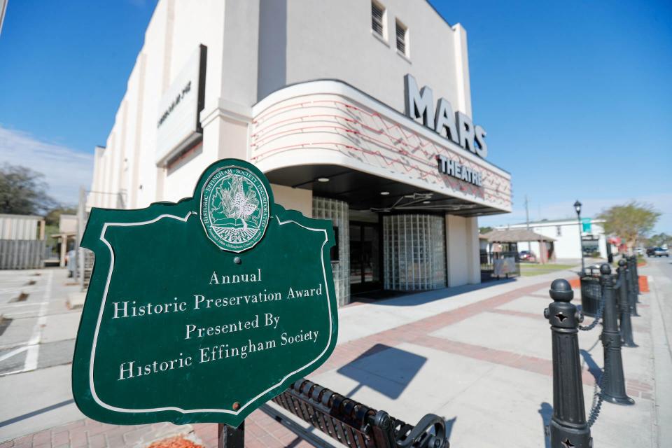 The Mars Theatre was honored with a historic preservation award by the Historic Effingham Society.