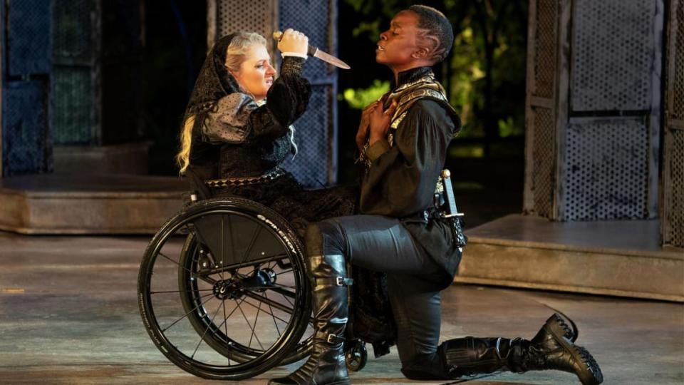 <div class="inline-image__caption"><p>Ali Stroker, left, and Danai Gurira in "Richard III."</p></div> <div class="inline-image__credit">Joan Marcus</div>