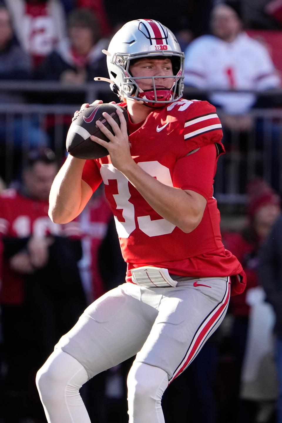 Ohio State quarterback Devin Brown was 12-for-22 passing during the regular season for 197 yards two touchdowns and an interception.