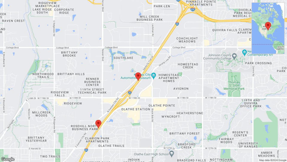 A detailed map that shows the affected road due to 'Drivers cautioned as heavy rain triggers traffic concerns on westbound I-35 in Lenexa' on May 31st at 5:40 p.m.