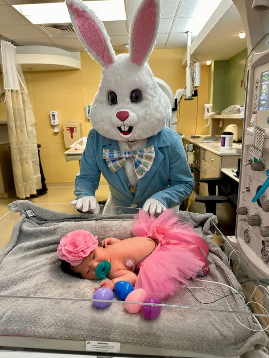 Easter Bunny visits babies in the NICU at St. David’s Round Rock Medical Center. (Photo courtesy: St. David’s Round Rock Medical Center)