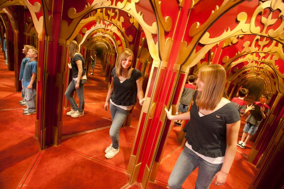 Among the numerous attractions at EnterTRAINment Junction in West Chester is the A-Maze-N Funhouse, which includes a Mirror Maze to navigate.
