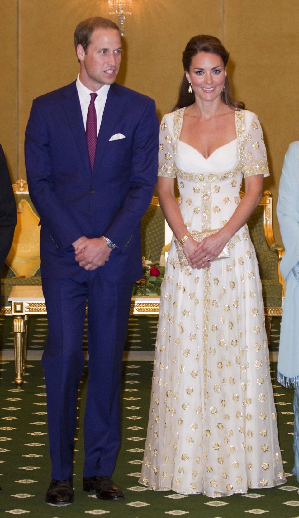 Duchess Kate wore the same Alexander McQueen dress at an official state dinner in Malaysia on Sept. 13, 2012, in Kuala Lumpur.