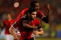 Soccer Football - CAF Champions League - Semi-Final - Al Ahly vs Etoile du Sahel - Borg El Arab Stadium, Borg El Arab, Egypt - October 22, 2017 Al Ahly's Walid Azaro celebrates scoring a second goal with team mates REUTERS/Amr Dalsh