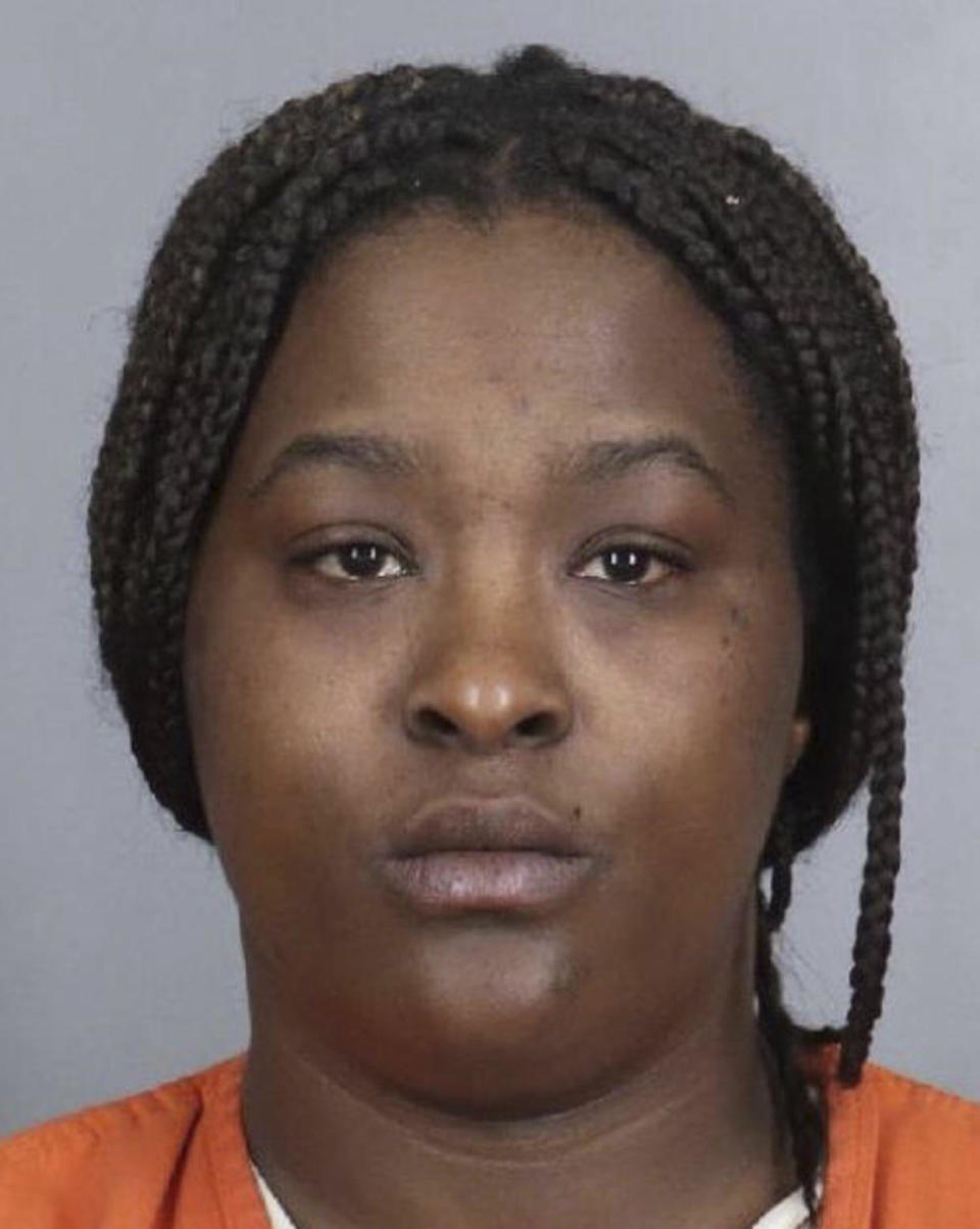 This booking photo provided by the 18th Judicial District Attorney's Office shows Kiarra Jones. Jones, a school bus aide shown on surveillance video hitting a non-verbal autistic boy, has been charged with 10 more counts of abuse involving two children, prosecutors said Friday, May 3, 2024. (18th Judicial District Attorney's Office via AP)