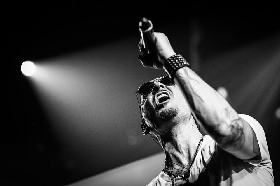 <p>Chester Bennington of Linkin Park performs on stage at the iHeartRadio Album Release Party presented by State Farm at the iHeartRadio Theater Los Angeles on May 22, 2017 in Burbank, California. (Photo: Rich Fury/Getty Images for iHeartMedia) </p>