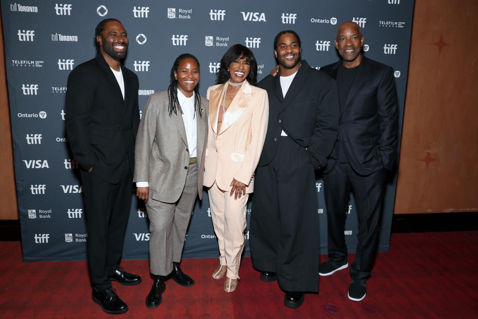 From left: John David Washington, Katia Washington, Pauletta Washington, Malcolm Washington and Denzel Washington all looked sharp at the premiere of The Piano Lesson during the 2024 Toronto International Film Festival at Princess of Wales Theatre on Sept. 10. (Photo by Monica Schipper/Getty Images)