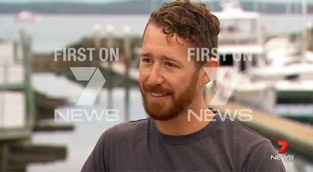 Brett Methvan was one of the researchers tagging the sharks at Fraser Island. Photo: 7 News