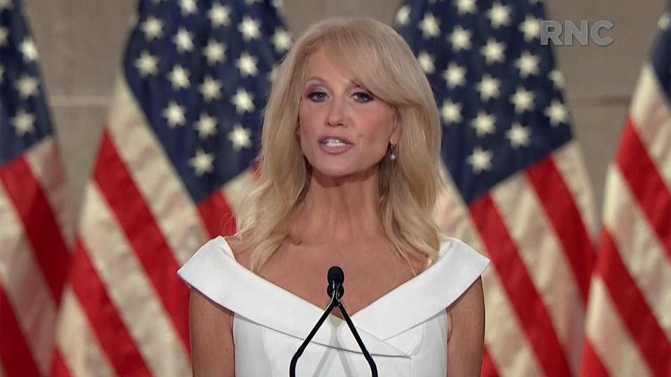 Kelleyanne Conway speaks during the virtual Republican National Convention on August 26, 2020. (via Reuters TV)