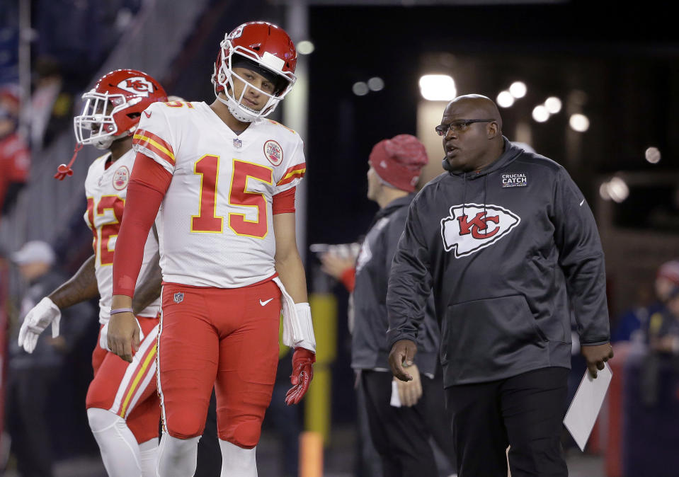 The Chiefs’ Eric Bieniemy is the coordinator for one of the most explosive offenses in football. (AP)