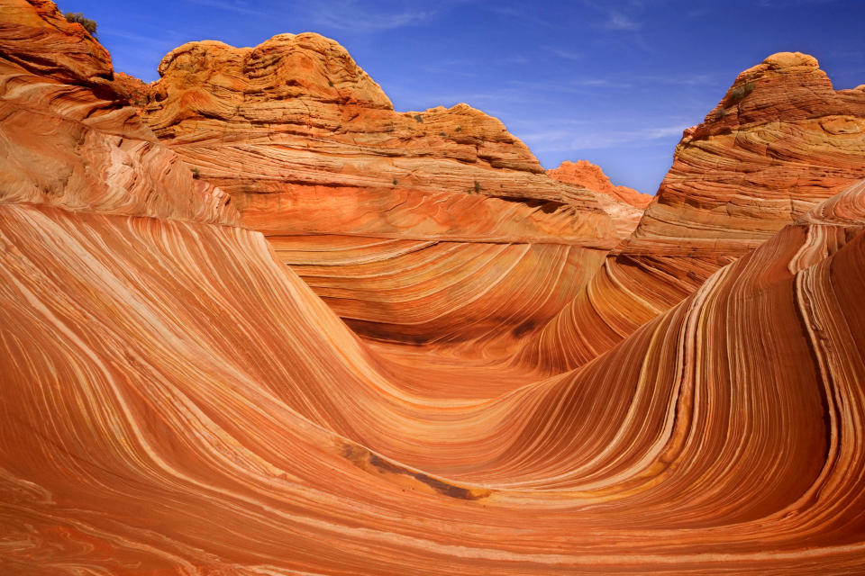 <b>The Wave, Utah</b><br> Ce site en forme de vagues a été sculpté par le vent il y a environ 190 millions d’années. <br> (Photo: Steffen et Alexandra Sailer/Ardea/Caters News)