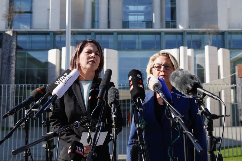 German Foreign Minister Baerbock and Economic Cooperation and Development Minister Schulze give a statement, in Berlin