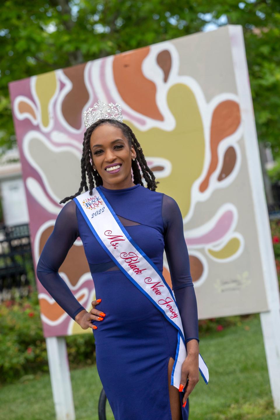 Sherrice Lyles, who earned the title of Ms. Black NJ, talks about the experience at Springwood Park in Asbury Park, NJ Tuesday, June 28, 2022. 
