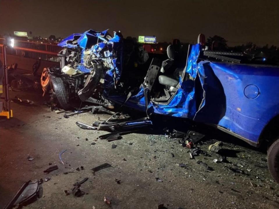 Six people were taken to hospitals after two related crashes Tuesday evening, Dec. 7, 2021, on Service Road near Ceres, according to the Modesto Fire Department.