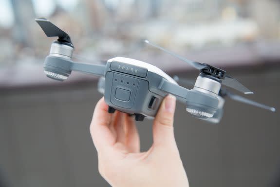 The power button and intelligent battery are combined on the DJI Spark.