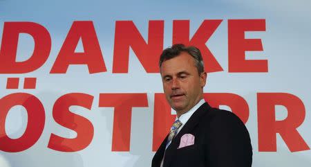 Former presidential candidate Norbert Hofer of the Austrian Freedom Party (FPOe) attends a news conference in Vienna, Austria, May 24, 2016. REUTERS/Heinz-Peter Bader