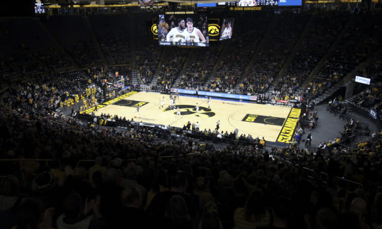 Iowa basketball court at Carver Hawkeyes Arena.