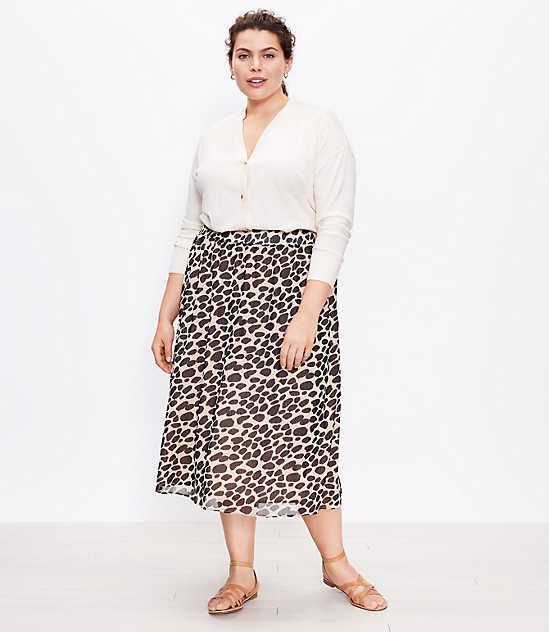 Plus Cheetah Print Pocket Midi Skirt