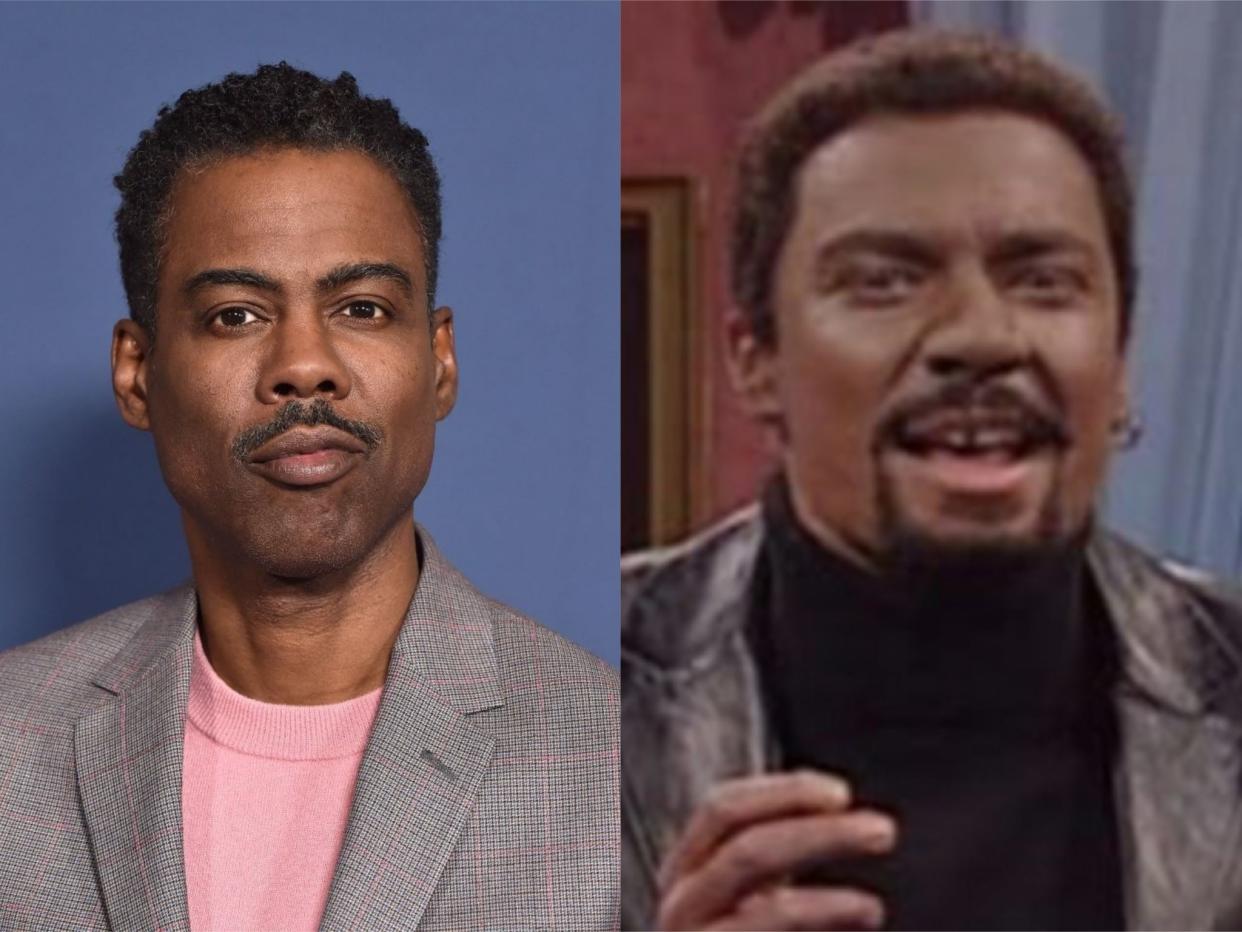 Chris Rock, and Jimmy Fallon's blackface impression of Rock in 2000 (Lisa O'Connor/Getty Images/NBC)