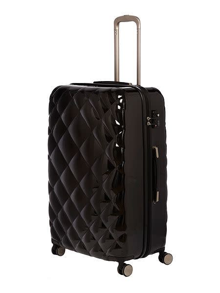 <p>If you want to go for a black suitcase, this Biba case with quilt detail would be super chic.<i><a href="http://www.houseoffraser.co.uk/Biba+Luxe+diamond+quilt+black+8+wheel+hard+large+case/197879920,default,pd.html" rel="nofollow noopener" target="_blank" data-ylk="slk:[Biba, £133];elm:context_link;itc:0;sec:content-canvas" class="link "> [Biba, £133]</a></i></p>