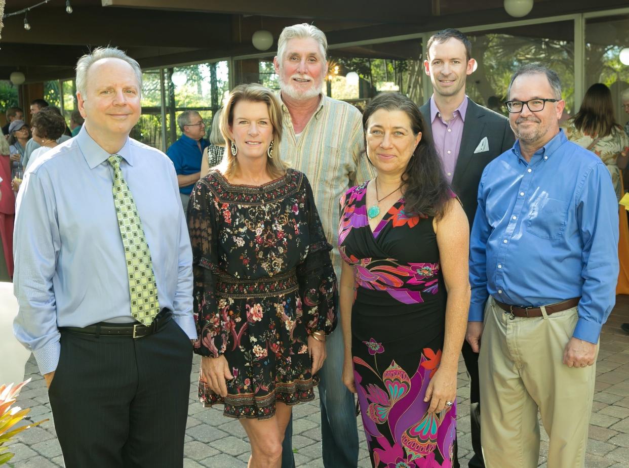 The Science and Environment Council and philanthropist Elizabeth Moore recently hosted the Growing Green Reception to announce details of the EcoSummit and Green Living Expo. From left, David Shafer, Moore, Jon Thaxton, Jennifer Shafer, Jeff Vredenburg, and Matt Sauer.