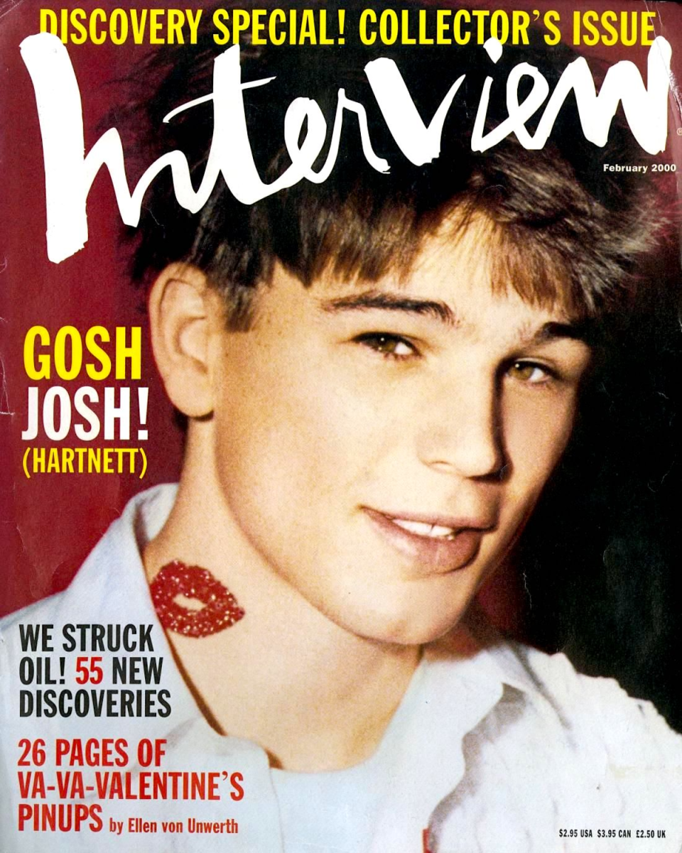 ‘Gosh Josh!’: Hartnett in his heartthrob years on the cover of ‘Interview Magazine’ (Crystal Ball Media)