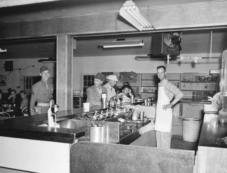 Los Alamos residents at the soda fountain counter.