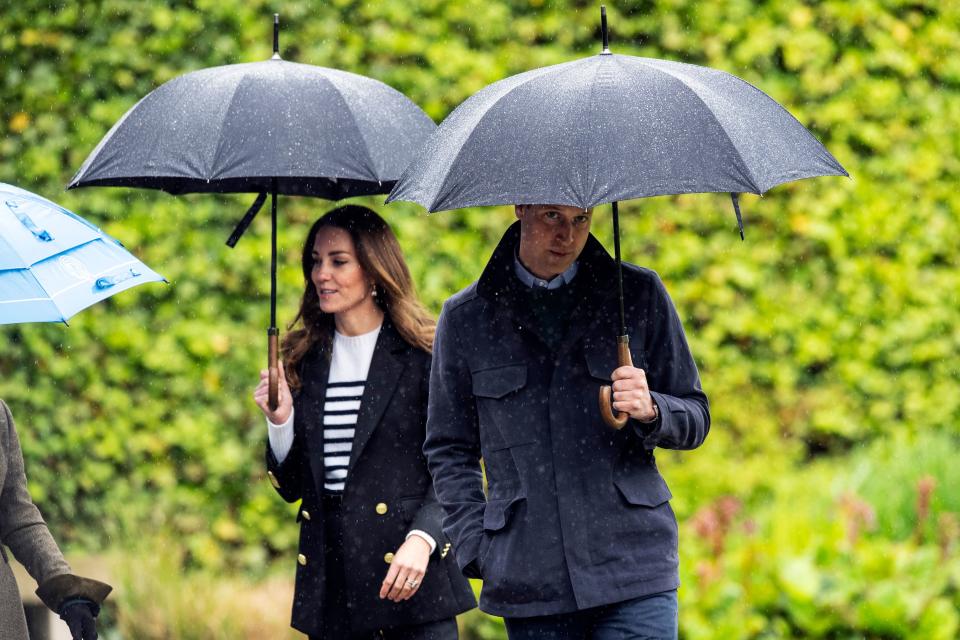 Britain's Catherine, Duchess of Cambridge and Britain's Prince William, Duke of Cambridge arrive to visit the University of St Andrews in St Andrews on May 26, 2021. (Photo by Andy Buchanan / POOL / AFP) (Photo by ANDY BUCHANAN/POOL/AFP via Getty Images)