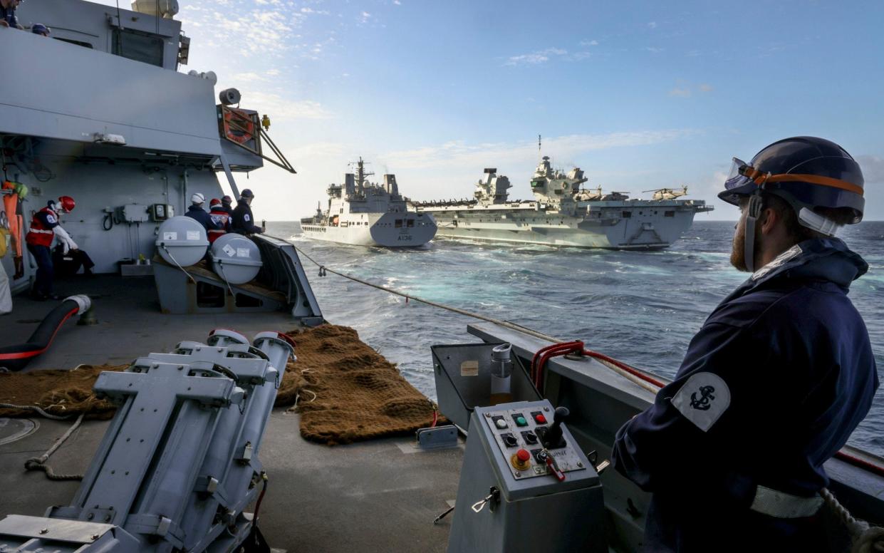 The HMS Defender is part of the Carrier Strike Group - ROYAL NAVY