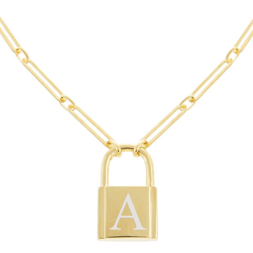 7) Engraved XL Open Link Lock Necklace