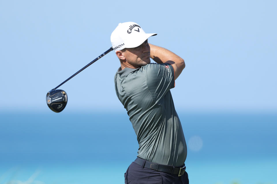 Alex Noren of Sweden hits a tee shot on the ninth hole during the first round of the Butterfield Bermuda Championship at Port Royal Golf Course on November 09, 2023 in Southampton, Bermuda. (Photo by Gregory Shamus/Getty Images)