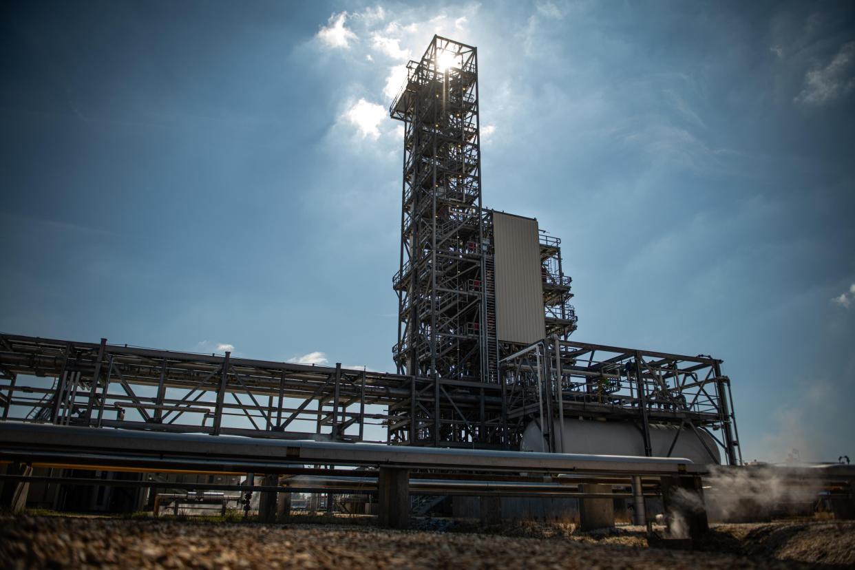 This machinery at the Chemours plant near Fayetteville removes the GenX chemical from the facility's waste gases. Cumberland County on Friday filed a lawsuit against the company, alleging "blatant disregard" for decades of environmental pollution.