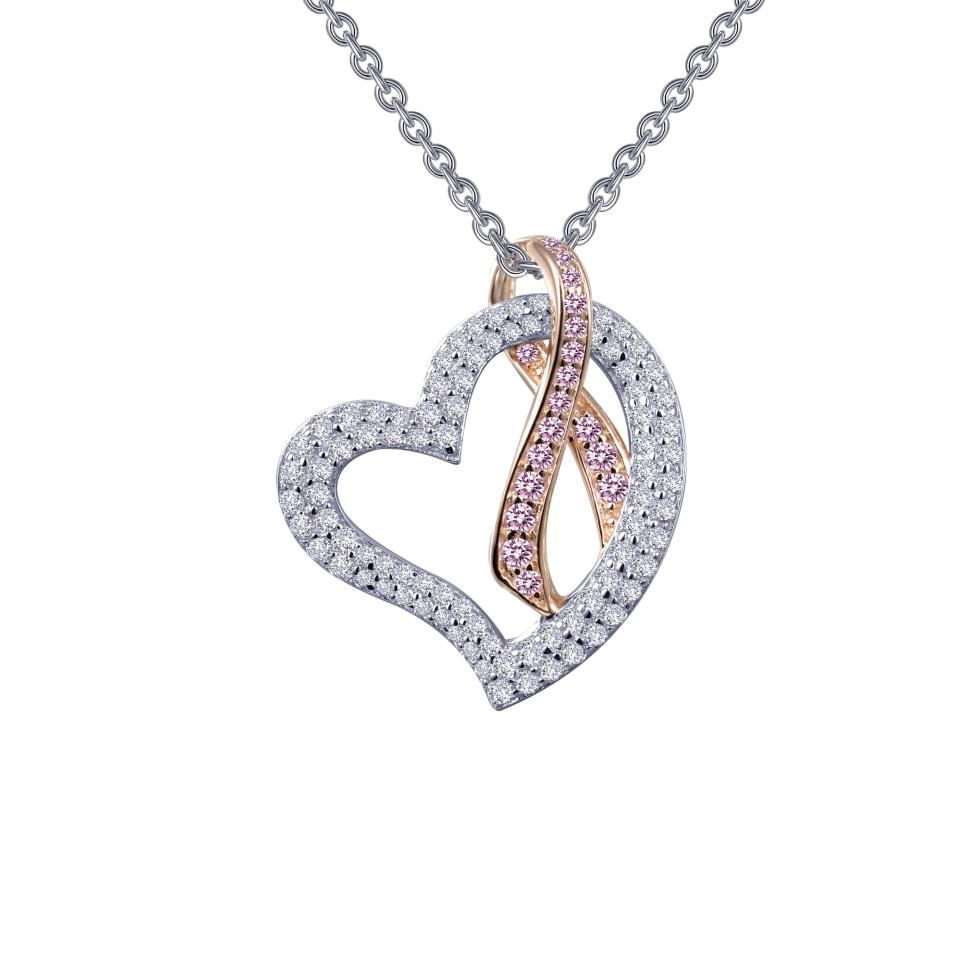This 1.04 carat simulated diamond heart and pink ribbon pendant set is sterling silver bonded with platinum and comes on an adjustable 18&rdquo; chain. Ten percent of the proceeds benefits Susan G. Komen Orange County in the fight against breast cancer.&lt;br&gt;&lt;br&gt; <strong><a href="https://www.lafonn.com/Fun-and-charming.-This-heart-with-pink-ribbon-pendant-is-set-with-Lafonn-s-signature-Lassaire-simulated-diamonds-in-sterling-silver-bonded-with-platinum.-The-pendant-comes-on-an-adjustable-18-chain.-MSRP-180-CTTW-1.04-STONE-COUNT-104.html?optionid=&amp;cat=32">Lafonn: Pink Ribbon Collection, $180﻿</a></strong>
