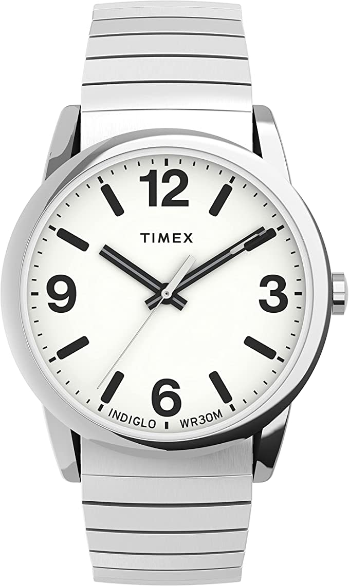 Timex Easy Reader Bold 38mm Stainless Steel Expansion Band Watch. Image via Amazon.
