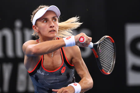 Tennis - Brisbane International - Women's Final - Pat Rafter Arena, Brisbane, Australia, January 6, 2019 Ukraine's Lesia Tsurenko in action during her match against Czech Republic's Karolina Pliskova REUTERS/Patrick Hamilton