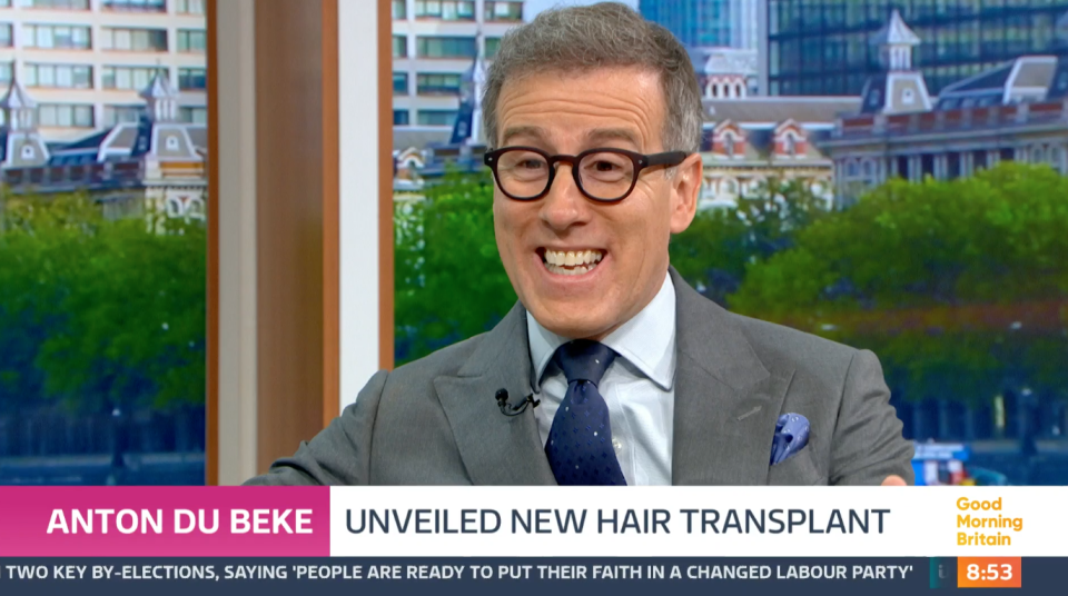 Anton Du Beke has unveiled his new hair transplant. (ITV screengrab)