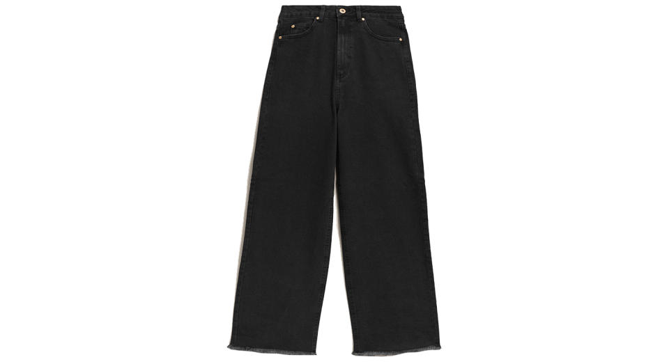 High Waisted Wide Leg Cropped Jeans 