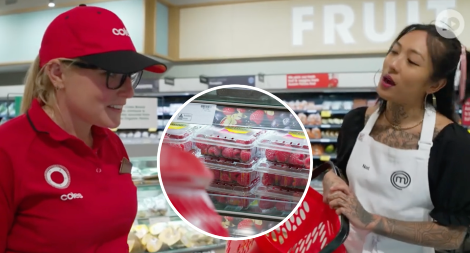 MasterChef viewers were making jokes about Nat's 'awkward' interaction with the Coles employee. Credit: Channel Ten 