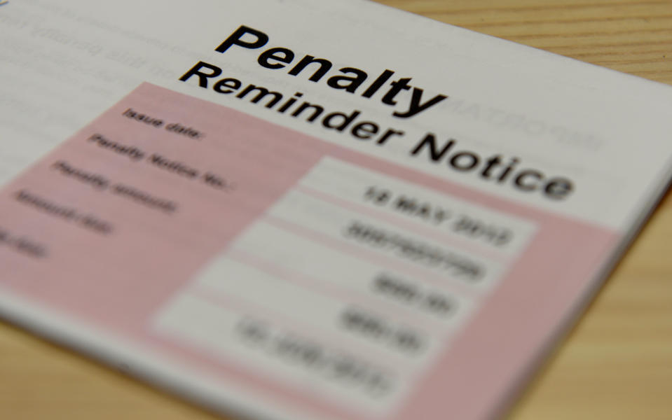 Pictured is a stock image of a penalty notice reminder 