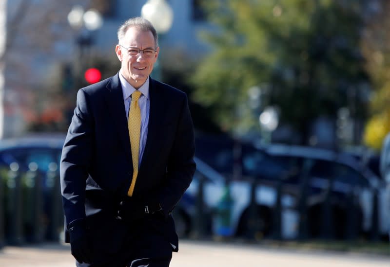 Mark Sandy, official of the Office of Management and Budget, arrives for a closed-door deposition as part of the House of Representatives impeachment inquiry into U.S. President Trump on Capitol Hill