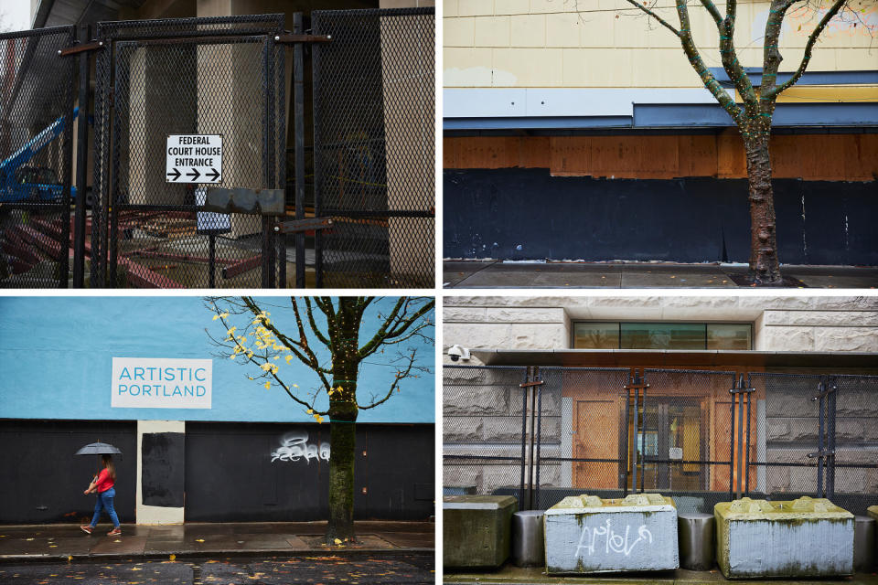 Construction in underway at the Mark O. Hatfield U.S. Courthouse in downtown Portland, Ore. (Leah Nash for NBC News)