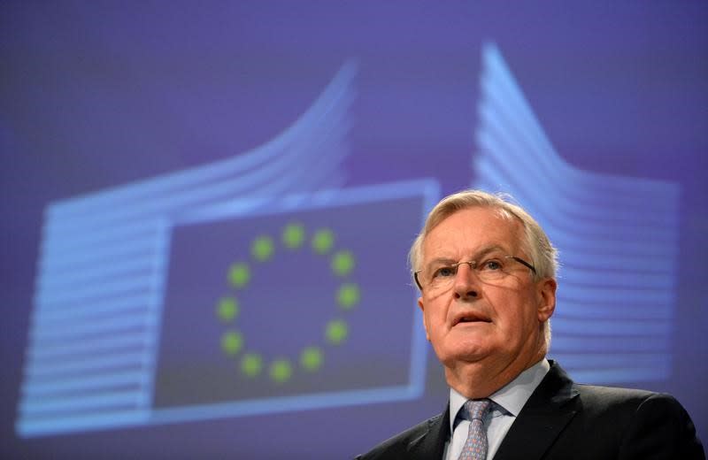 Michel Barnier, Brexit chief negotiator for Europe on future ties with Britain, gives a news conference after the first week of EU-UK negotiations, in Brussels