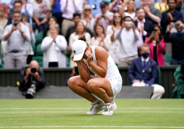 Ashleigh Barty takes in the moment on Centre Court 