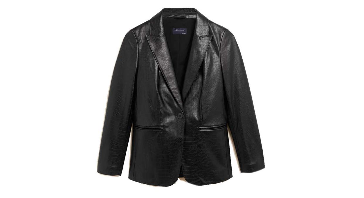 Faux Leather Textured Blazer 