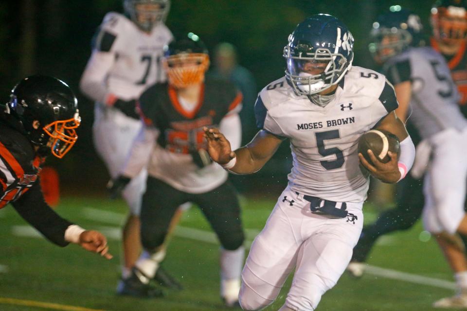 Friday was Myles Craddock's second game back from injury and the All-Stater returned to form, rushing for 191 yards in Moses Brown's 21-0 win over undefeated West Warwick Friday night.