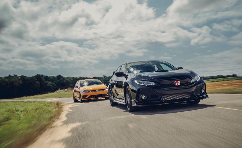 View Photos of the 2019 Honda Civic Type R and 2019 Volkswagen Golf R