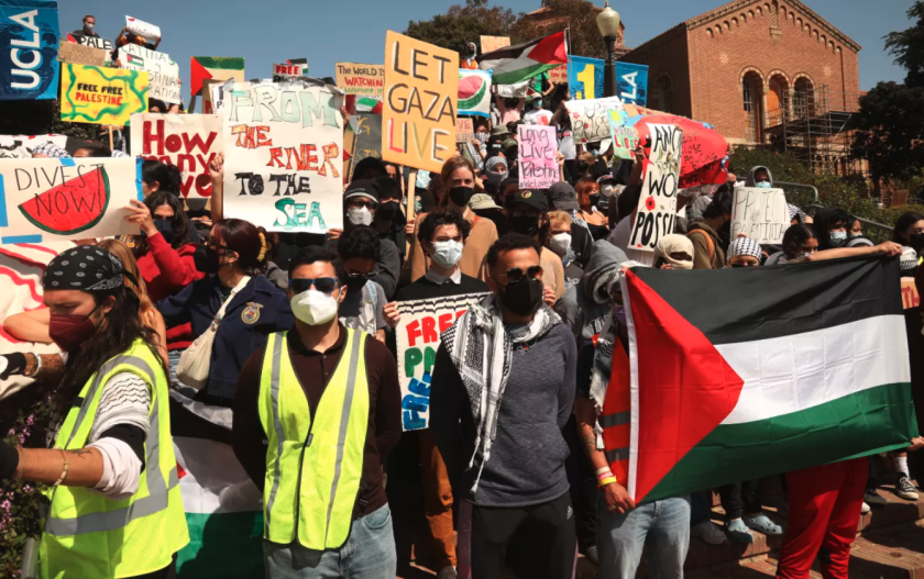 Manifestantes pro palestinos se manifiestan