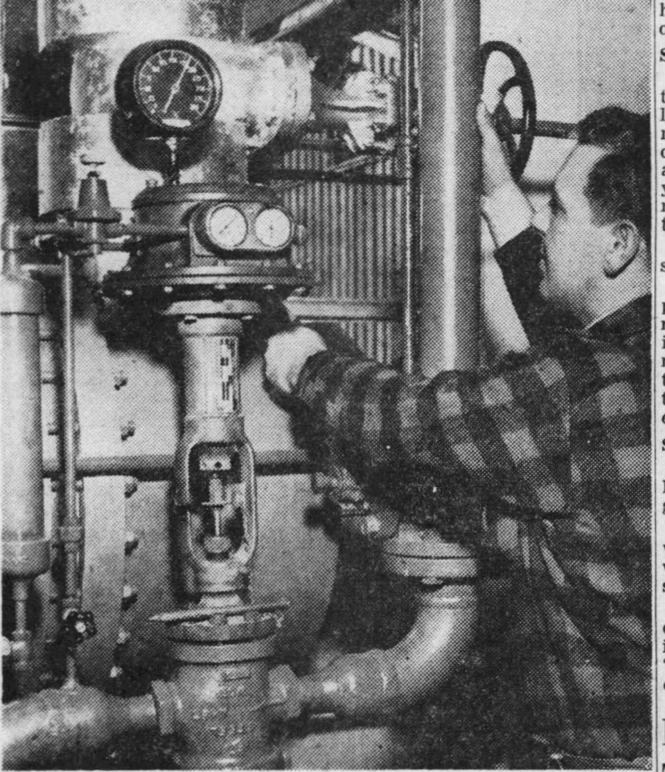 Raymond Taylor coverts liquid propane to gas during the shortage in 1948.
