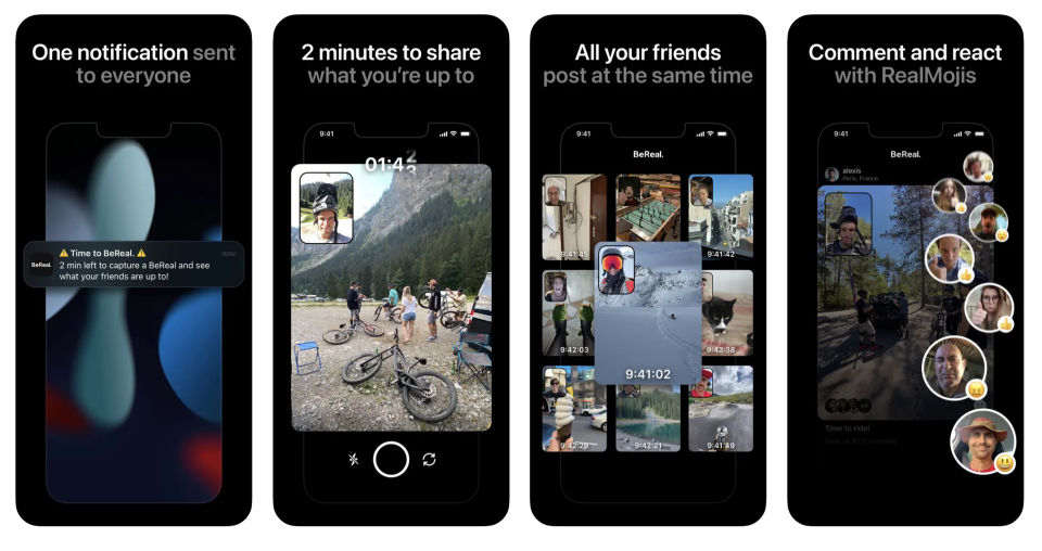 Screengrabs from the BeReal app. (Photo: App Store)
