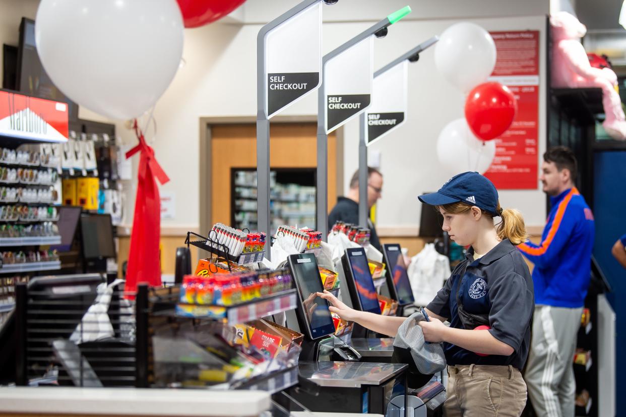 A self-checkout area inside the newly remodeled Pilot Travel Center on Lovell Road. The travel center, which unveiled renovations and reopened April 16, is the first Knoxville location to be modernized under Pilot's New Horizons initiative to remodel stores.